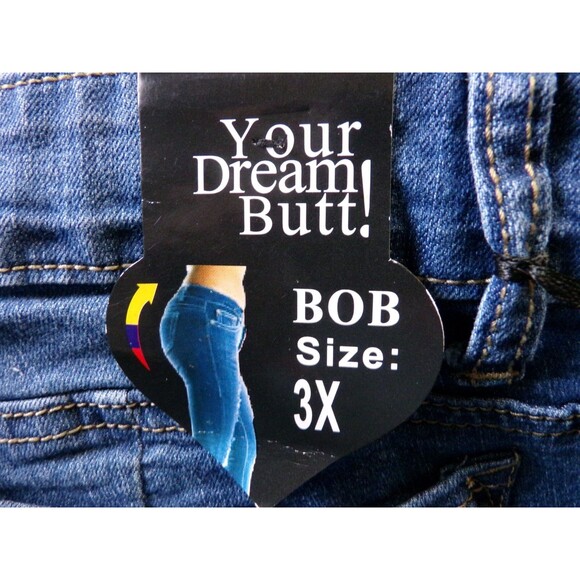 NEW Bob Jeans Women's Plus Size 3X Blue Medium Wash Denim High Rise Skinny 35x31 - Picture 6 of 9